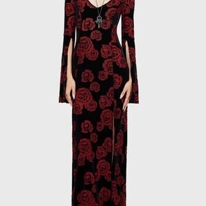 Killstar Pandoras box maxi dress floral skull print flare sleeve